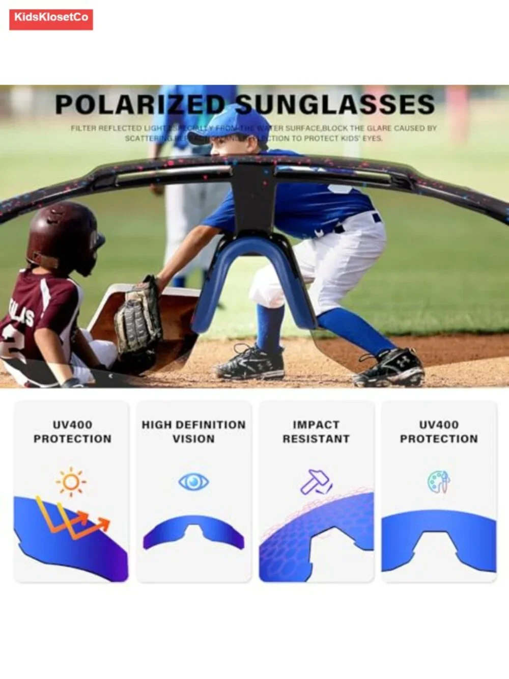 Polarized Kids Sunglasses Youth Softball Cycling Sports Sun Glasses UV400